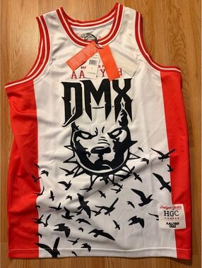 $120 LARGE White and red Aaliyah DMX “BABY GIRL” JERSEY